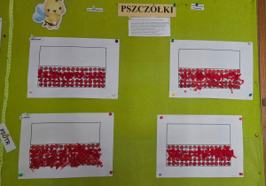 Prace dzieci z grupy Pszczółek - flaga państwowa wykonana z bibuły